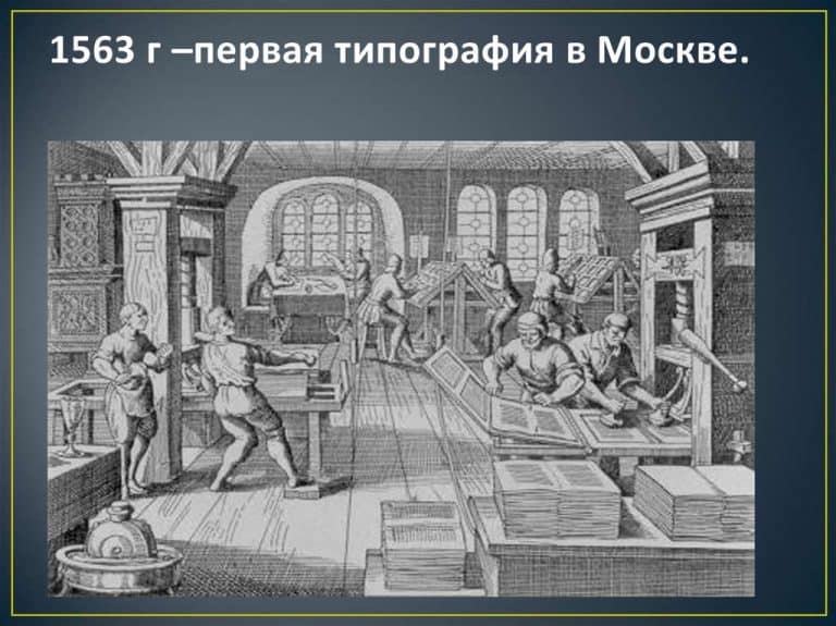 Открытие первой русской типографии рисунок